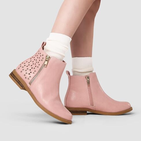 أحذية DREAM PAIRS للفتيات للكاحل مع سحاب جانبي وكعب منخفض للأطفال الصغار/الأطفال الصغار/الأطفال الكبار in Saudi Arabia