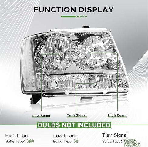 مصابيح هالوجين أمامية متوافقة مع 2007-2014 Chevy Suburban Tahoe/ 2007-2013 Chevy Avalanche مجموعة مصابيح أمامية بديلة من الكروم 20760578 20760579 (جانب السائق والراكب) in Kuwait