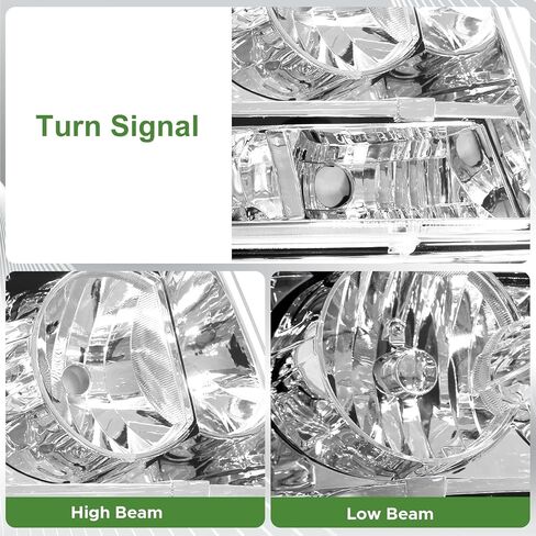 مصابيح هالوجين أمامية متوافقة مع 2007-2014 Chevy Suburban Tahoe/ 2007-2013 Chevy Avalanche مجموعة مصابيح أمامية بديلة من الكروم 20760578 20760579 (جانب السائق والراكب) in Kuwait