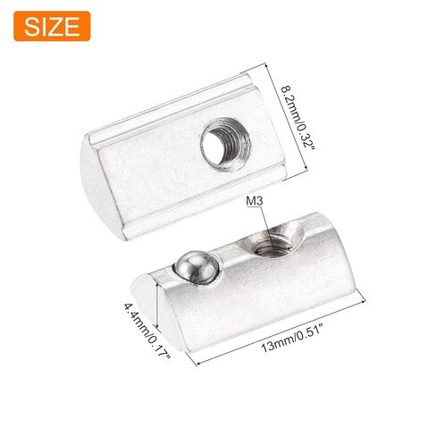 uxcell 50Pcs M4 T Spring Nut Fastener Carbon Steel Nickel Plated Half Round Roll in Spring T Slot Nut for t-Slot Aluminum Profile 3D Printer, CNC Router 2020 Series in Saudi Arabia