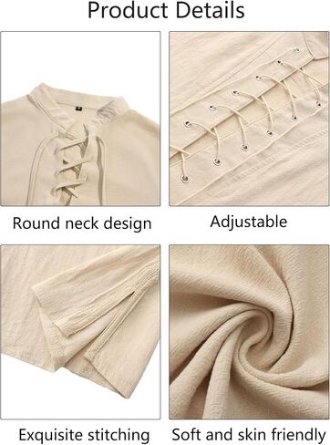 11 Pcs Adult Pirate Costume Men Renaissance Medieval Shirt Ankle Banded Pants with Viking Accessories Beard Arm Guard in Saudi Arabia