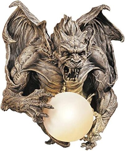 Design Toscano Merciless the Gargoyle Light Sculpture، 17 بوصة، راتينج، لمسة نهائية باللون الرمادي الفحمي (CL3579) in Kuwait