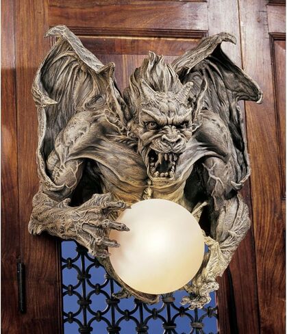 Design Toscano Merciless the Gargoyle Light Sculpture، 17 بوصة، راتينج، لمسة نهائية باللون الرمادي الفحمي (CL3579) in Kuwait
