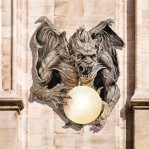 Design Toscano Merciless the Gargoyle Light Sculpture، 17 بوصة، راتينج، لمسة نهائية باللون الرمادي الفحمي (CL3579) in Kuwait