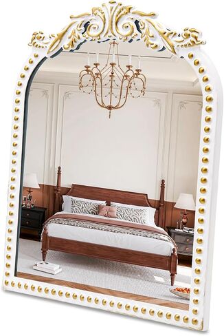 Vintage Vanity Mirror Makeup Mirror Antique Arched Table Mirrors for Dresser,Baroque Gold Decor Ornate Mirror with Stand for Living Room,Tabletop,Bedroom in Saudi Arabia