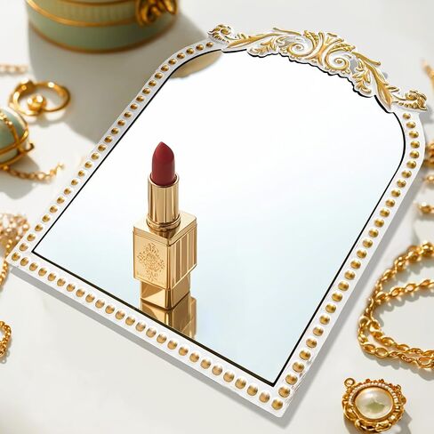 Vintage Vanity Mirror Makeup Mirror Antique Arched Table Mirrors for Dresser,Baroque Gold Decor Ornate Mirror with Stand for Living Room,Tabletop,Bedroom in Saudi Arabia