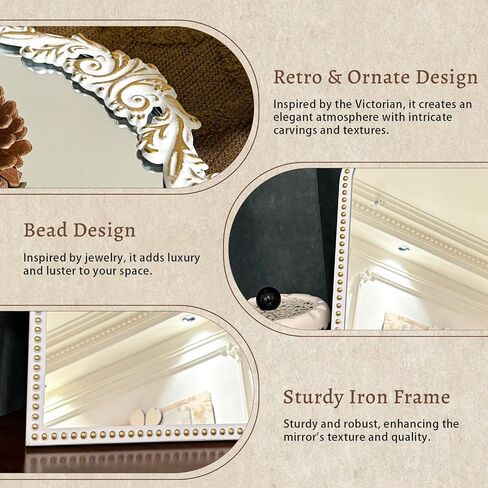 Vintage Vanity Mirror Makeup Mirror Antique Arched Table Mirrors for Dresser,Baroque Gold Decor Ornate Mirror with Stand for Living Room,Tabletop,Bedroom in Saudi Arabia