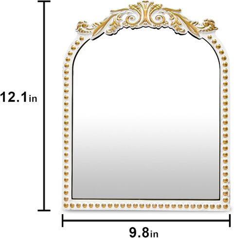 Vintage Vanity Mirror Makeup Mirror Antique Arched Table Mirrors for Dresser,Baroque Gold Decor Ornate Mirror with Stand for Living Room,Tabletop,Bedroom in Saudi Arabia