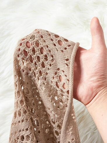 Verdusa Women's Hollow Out Sheer Knit Top Dolman Sleeve Pullover Cover Up in Kuwait