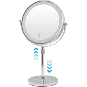 Lighted Makeup Mirror, 10x/1x Magnification, 3-Color Without Aurora, Rechargeable, 8- inch Height Adjustable Height, 360° Rotatable, a Best Gift for Wife or Friends