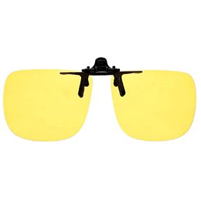 Metal Clip On Flip Up Polycarbonate Yellow Enhanced Driving Sunglass Lenses, Aviator, 56mm Wide X 47mm High, 134mm Wide with Bridge