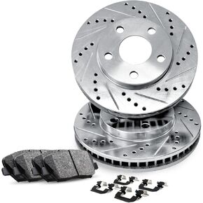 R1 Concepts Front Brakes and Rotors Kit |Front Brake Pads| Brake Rotors and Pads| Ceramic Brake Pads and Rotors |Hardware Kit |fits 2009-2015 Toyota Venza