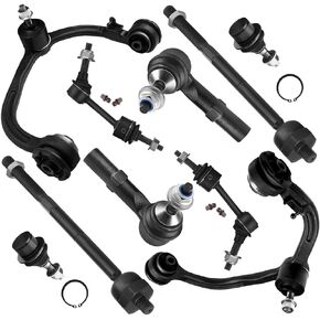 10pc Set Front Suspension Kit Upper Control Arm Inner Outer Tie Rod End Sway Bar Link Lower Ball Joint Replacement for Ford Expedition for Lincoln Navigator (w/Auto Adjusting Suspension)