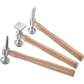 3PCS Aluminum Hammer Set, Auto Body Dent Repair Hammer, Metal Work Dolly Hammer Tool Kit- Chisel Hammer, Shrinking Hammer, Utility Pick Hammer