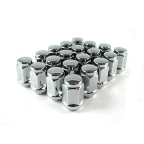 EZAccessory 20 Chrome Lug Nuts Bulge Acorn 1/2" Thread Size 13/16" Hex for Ford Mustang Explorer