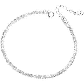 Silver Bracelets for Women/Charm 925 Sterling Silver Chain Bangles for Woman/Dainty Adjustable Silver Bracelet Jewelry Men Minimalist Gift