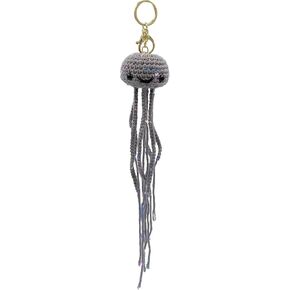 Handmade Cute Crochet Bag Charm Key Chain Car Keyring Charm Handbag Bag Purse Pendant for Women(Jellyfish)