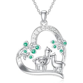 RMREWY Heart Animals Cubic Zirconia Necklace 925 Sterling Silver Dainty Cute Pendant Jewelry For Birthday Graduation Mother's Day Gift For Women Mom Girls