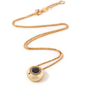 Dark Blue Evil Eye Minimalist Cubic Zirconia Pendant Necklace 18' Length Gold Plated Box Chain Lucky Jewelry for Women