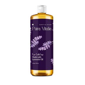 Lavender Pure Castile Soap Liquid with Olive Oil & Essential Oils; for Face Wash, Hand, Body, Laundry, and Beyond, Eco-friendly & fully Biodegradable Organic Castile Soap, 32 fl oz.