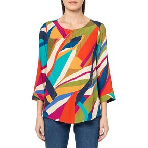 Tru Luxe Jeans Women's Printed Top with Side Pockets