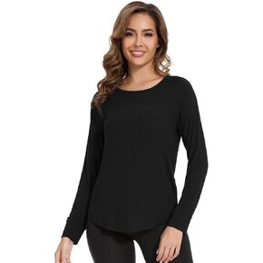 WiWi Womens Viscose from Bamboo Long Raglan Sleeve Tops Casual Loose Fit Ultra Soft Gym Hiking Shirts Outdoor Clothing S-XXL