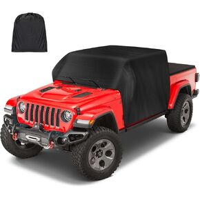 Waterproof Rain Cover Fits Jeep Gladiator JT 4 Door 2020-2023,Exterior Cab Covers Sun Rain Wind Snow Protection,420D Windproof Cover,Mirror Cover,with Storage Bag,Vacuum Packaging
