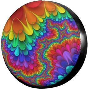 Tie Dye Abstract Rainbow Color Spare Tire Cover Dust-Proof Wheel Tire Cover Fit Trailer, RV, SUV and Many Vehicle 17 Inch