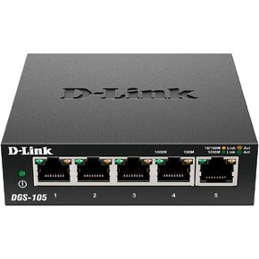 D-Link Ethernet Switch, 8 Port Gigabit Unmanaged Metal Fanless Desktop or Wall Mount Design (DGS-108/RE) (Renewed)