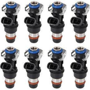 8PCS Fuel Injector 2 Holes Compatible with 2001-2007 Chevy Silverado Suburban Tahoe GMC Sierra Yukon Cadillac Escalade - 4.8L 5.3L 6.0L Engine - Replaces 25317628, 17113698, 17113553, FJ315, FJ10062