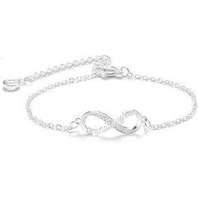 Infinity Heart Bracelets for Daughter Mom Sister Granddaughter Grandma Lovers White Gold Plated Diamond Adjustable Butterfly Bracelets Best Birthday Mother's day Graduation Gifts