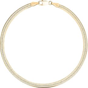 Savlano 18K Gold Plated 925 Sterling Silver Solid Italian Herringbone Magic Diamond Cut Link Chain Bracelet With Gift Box For Women & Men - Made in Italy