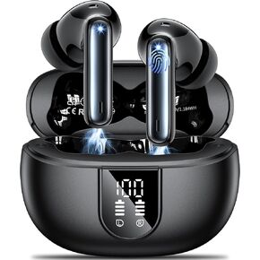 Wireless Earbuds,Wireless Earphones Bluetooth 5.3 in Ear with 4 Mic ENC Calls Noise Cancelling Wireless Headphones Mini LED Display HiFi Stereo 42H Playtime Bluetooth Earbuds Touch Control/IP6/BLU/rrp