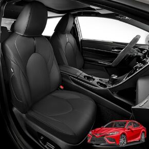 Upgrade Seat Covers for Toyota Camry 2018-2024 Hybrid LE/SE, for Carmy Accessories Full Set Black All Weather Leather Seat Covers for Camry 2018 2019 2020 2021 2022 2023 2024