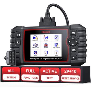 Bidirectional OBD2 Diagnostic Scanner for Volvo/SAAB, iCarsoft VOL V3.0(Enhance Version) Scan Tool 29 Resets,Active Test, All System 118 Live Graph Data Engine Fault Code Reader, Battery Test