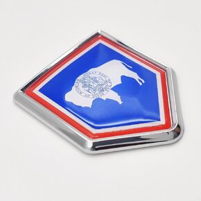 Overdecor Wyoming Flag Decal Stickers Car Emblem Wyoming Car Accessories Decorations Chrome Shield Flag Sticker Decals for Cars Truck Vehicles, 2 Pack