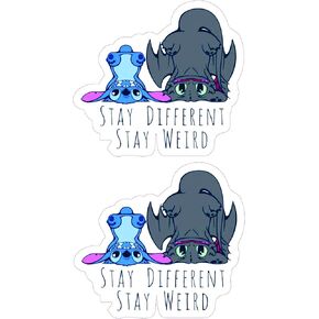Stay Different Stay Weird Vinyl Decal Sticker Stitch Ohana Decor Wall Bumper Laptop Sticker for Cars Auto Wall Cell Windows Trucks
