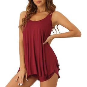 cheibear Womens Pajama Set Cami Tank Shorts Set Sleepwear 2 Piece