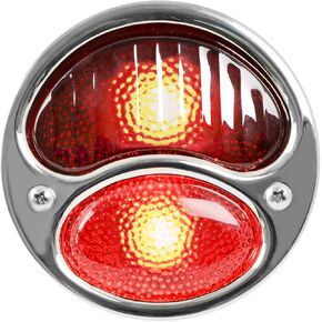 KA0019 6V Stainless Steel Duolamp Tail Light for Ford Model A with Red Glass Lens and License Light