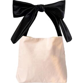 Bow Purse Thick Canvas Tote Bags Blank Aesthetic Coquette Purse with Bow Large