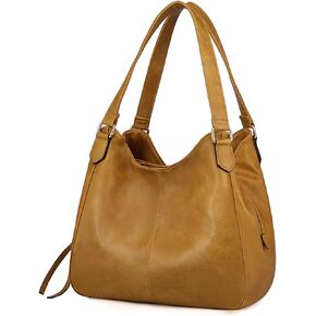 DOURR Women's Multi-pocket Shoulder Bag Fashion Vegan Leather Handbag Tote Purse