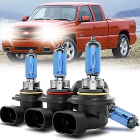 for 1999-2006 Chevy Silverado 1500 2500 3500HD Halogen Headlights Lights Bulbs Combo, 4pcs Super Bright 5000K White High & Low Beam Headlamps Blubs Package