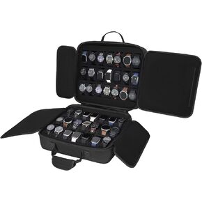 Watch Organizer Case - Portable hard watch travel box - watch carry storage display organizer box - Padded case for Men's & Women's Watches of Various Sizes