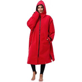 Waterproof Changing Robe Surf Poncho Swim Robe Stay Warm Long-Sleeved Double-Layer Waterproof Hooded for Swimming Surfing Bathing Unisex M Size
