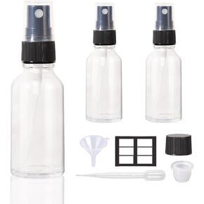 1oz Spray Bottles,Refillable Empty Glass Bottle with Small Fine Mist for Hair,Essential Oil,Plants, Cleaning Solutions(3 Pack)