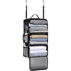Suitcase Organizer, Carry-on Packing Cubes for Travel, Stow-N-Go Portable Hanging Closet Organizer Shelves Luggage Bag