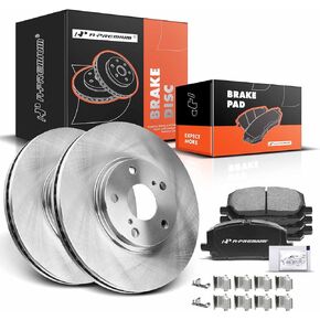 A-Premium 11.65 inch (296mm) Front Vented Disc Brake Rotors + Ceramic Pads Kit Compatible with Select Toyota Models - Highlander 2001 2002 2003 2004 2005 2006 2007, Except Hybird Models, 6-PC Set