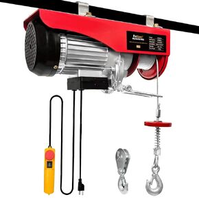 Electric Hoist 1320 lbs,110V Winch with Wired Remote Control,Electric Winch Single/Double Slings 39.4ft Lifting Height with Emergency Stop for Factories,Warehouses,Construction Site