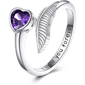 Leaf Ring 925 Sterling Silver Heart White Opal Rings Adjustable Open Ring for Women Size 7