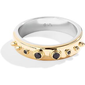 Jewelili Star Wars™ Fine Jewelry Tusken Raider™ Women's Ring 1/10 Ct.Tw. Black Diamond, Sterling Silver and 10K Yellow Gold